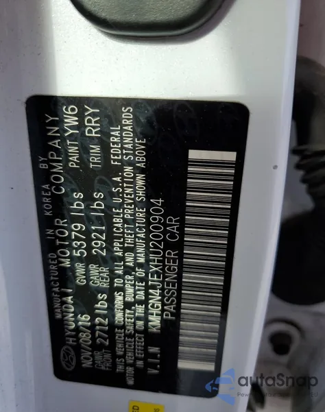 2017 Genesis G80 Base from USA, damaged, VIN KMHGN4JEXHU200904